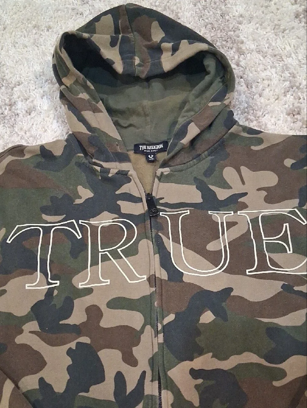 True Religion Men's Outline True Camo Zip-Up Hoodie Size M